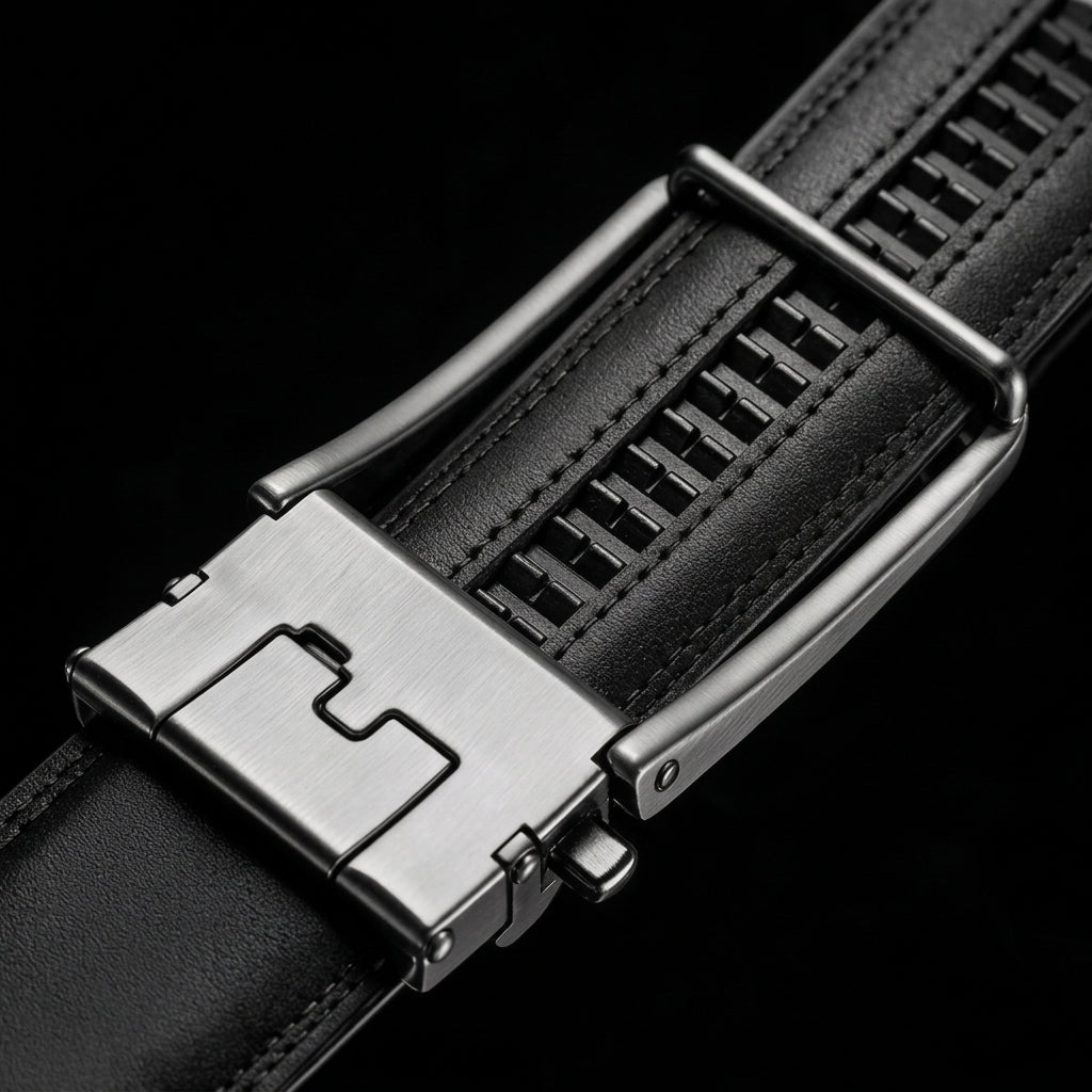 Cinturón negro, detalle de la hebilla [color:negro]